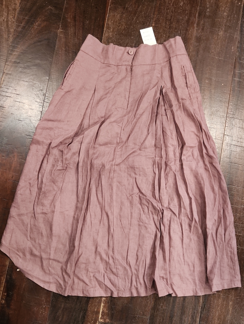Bella Blue Lavender-Mauve Midi Skirt - Button Waist - Linen - Assymmetric Hem